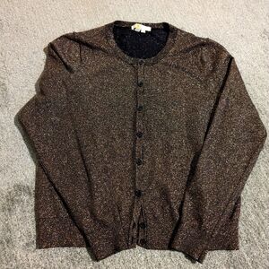 Boden Women's Metallic Navy and Gold Knit Cardigan Sweater - 14